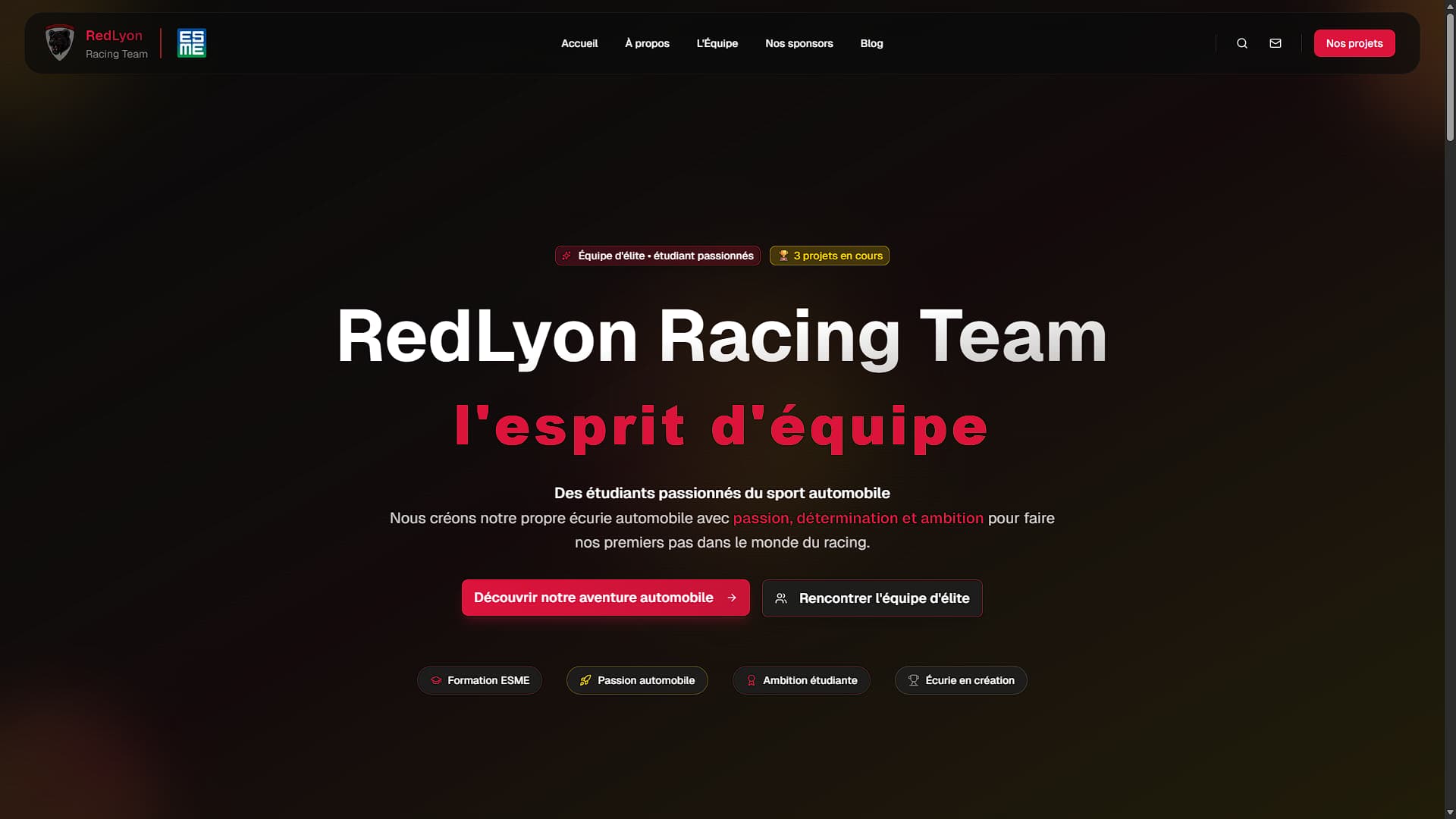 Aperçu du projet RedLyon Racing Team
